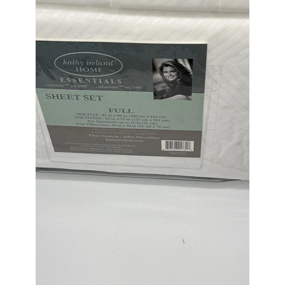 Kathy Ireland Home Essentials Full Sheet Set White Microfiber Deep Pocket 6pc